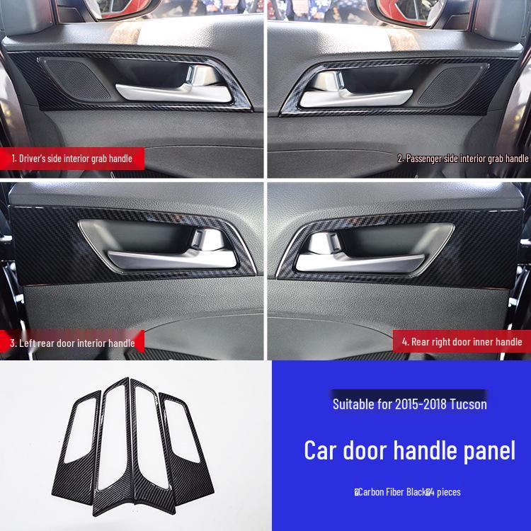 Carbon Fiber Texture Interior Stickers for Hyundai Tucson 16-20: Central Control & Gear Shift Air Outlets