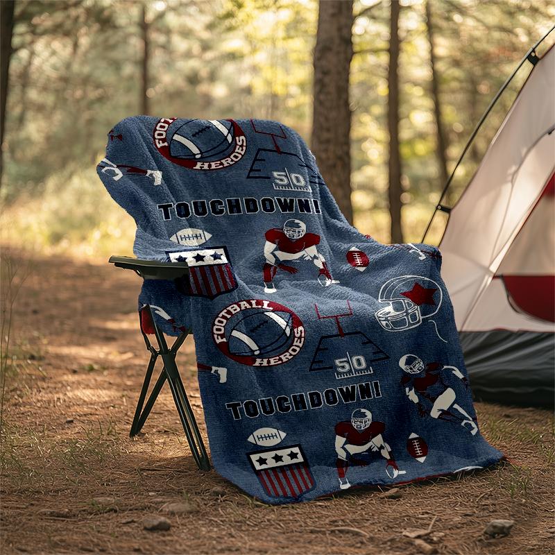 American football Theme Printed Blanket - Perfect for Couch, Bed, Travel & Outdoor Use | Machine Washable, Cozy & Durable.
