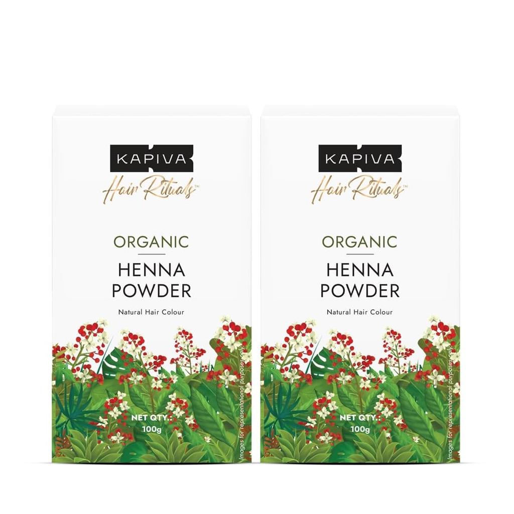 Kapiva Hair Rituals Organic Henna Powder 100 g X Pack of 2 Natural Hair Coloring & Conditioning Herbal Hair Care Powder