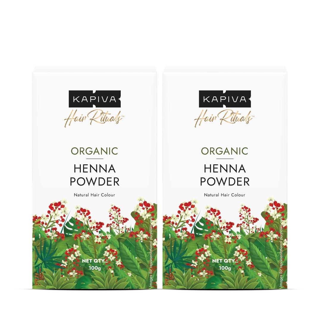 Kapiva Hair Rituals Organic Henna Powder 100 g X Pack of 2 Natural Hair Coloring & Conditioning Herbal Hair Care Powder