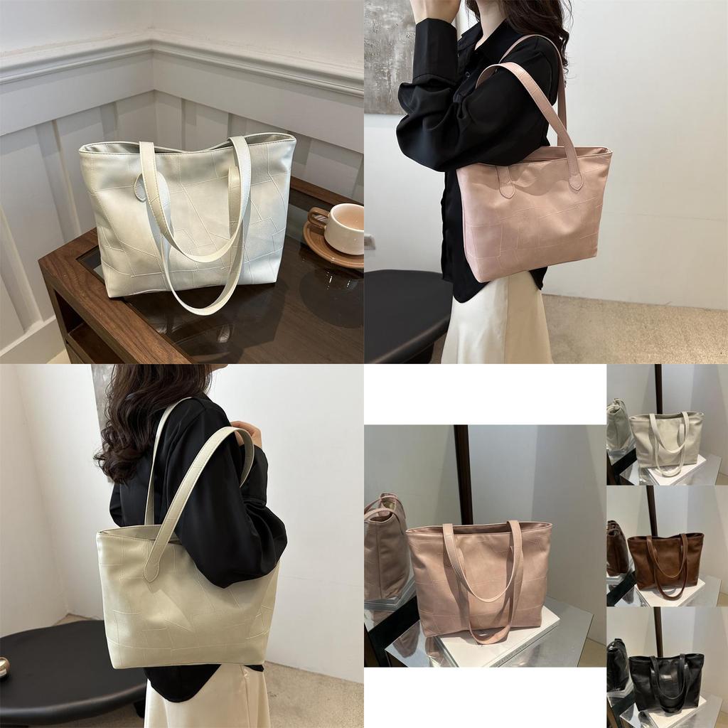Trendy Black Pu Tote Bag For Women Spacious Commuter Shoulder Bag With Casual Style