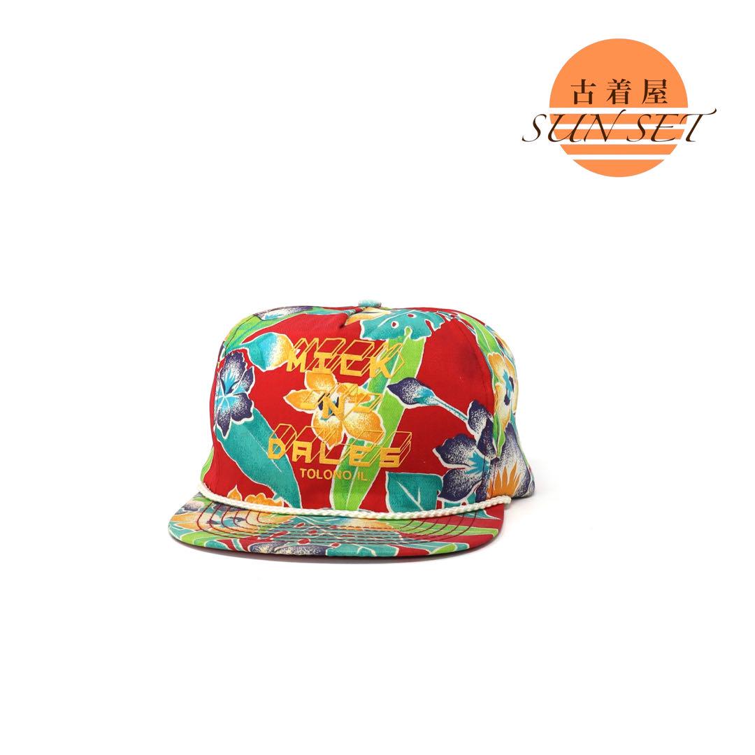 

[USED] 80s Taiwanese Vintage Aloha Cap with Corporate Print, Red, and Rope