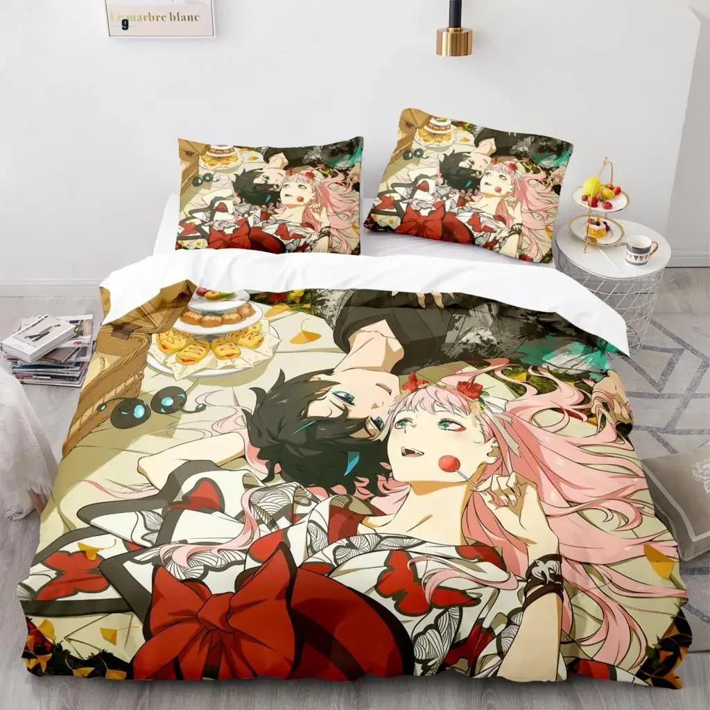 Nouveau Ensemble de Linge de Lit Darling In The Franxx Couvre-lit Simple Jumeau Complet Queen King Size Ensembles de Lits Aldult Kawaii Housse de Couette Famille 23 pièces