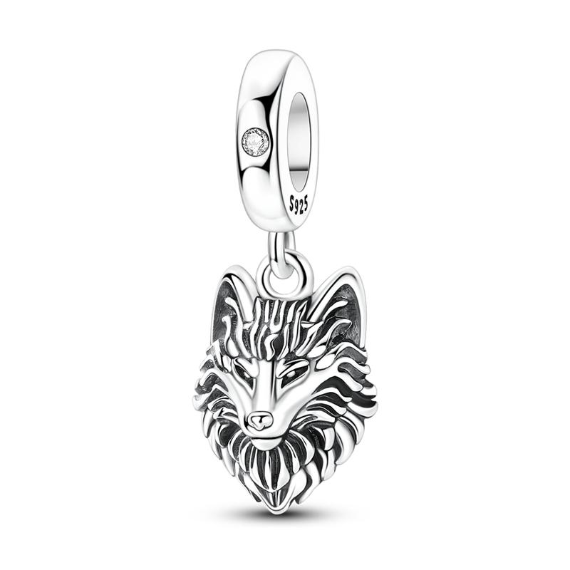 Original 925 Sterling Silver Charms Bead Wolf Head Pendant Fit Original Bracelet Necklace For Women DIY Accessories Jewelry Gift