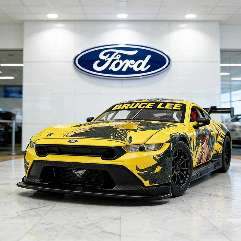 NEW 1/24 Ford Mustang GT3 Lee Alloy Racing Car Model Sound and Light Pull Back Children's Toy Collectibles Birthday Gift