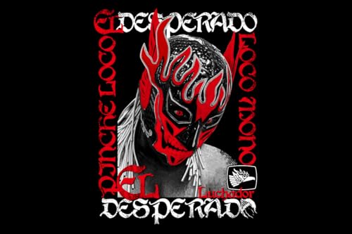 New Japan Pro-Wrestling El Desperado x ROLLING CRADLE RED MASK T-Shirt, Size M, 6012102639