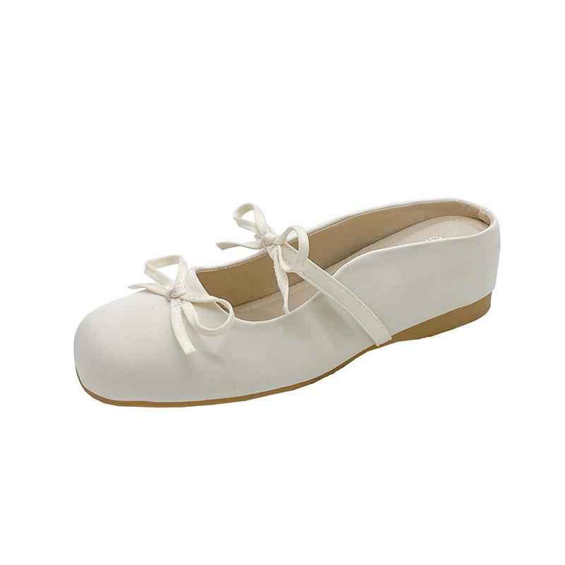 Inner height increase bow bag head half drag sandals women wear new spring and summer temperament Mary Jane single shoes