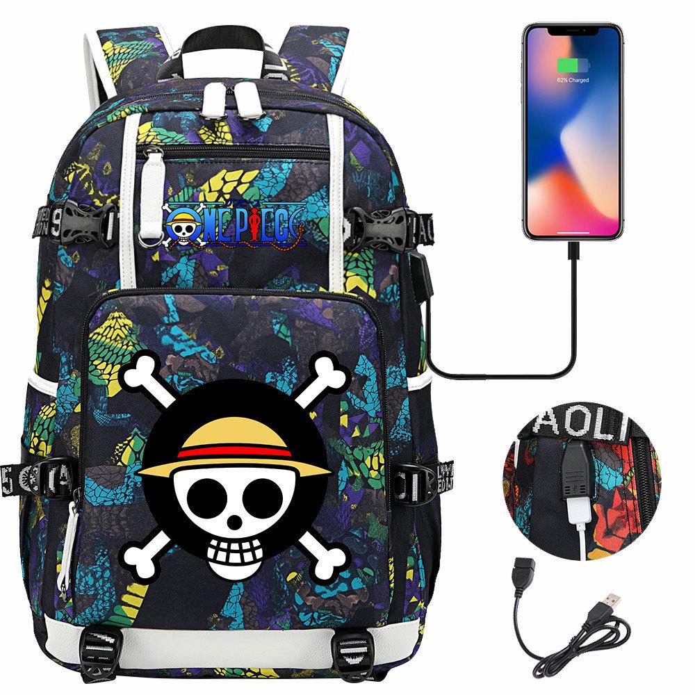 RiMan ONE PIECE Luffy Printed Teen Student School Bag Large Capacity Men's and Women's Leisure Travel Backpack
