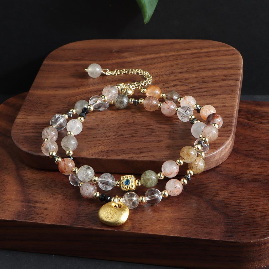 New Chinese bracelet black gold super lucky bag double circle crystal bracelet Douyin Xiaohongshu