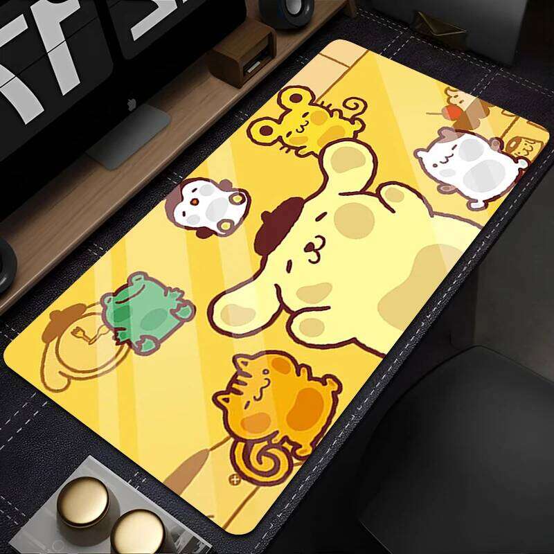 Mouse Pad Yellow Bread Dog Cartoon Mousepad PC Ppompompurin Gamer Cabinet Keyboard Rug Laptop Anime Kawaii XXL Desk Mat