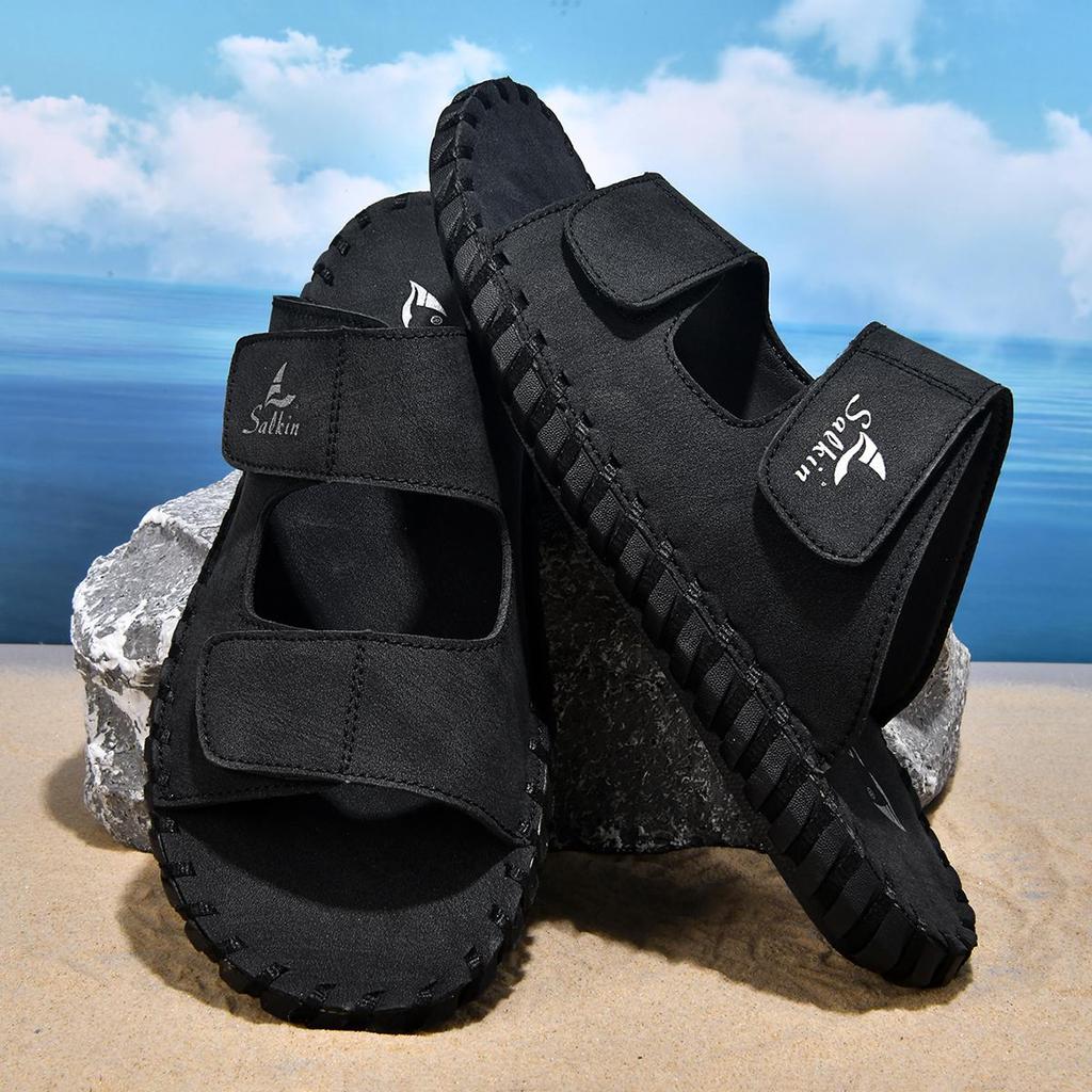 Handmade Men's Beach Slippers Plus Size Summer Comfortable Leather Slippers For Men Flip Flops