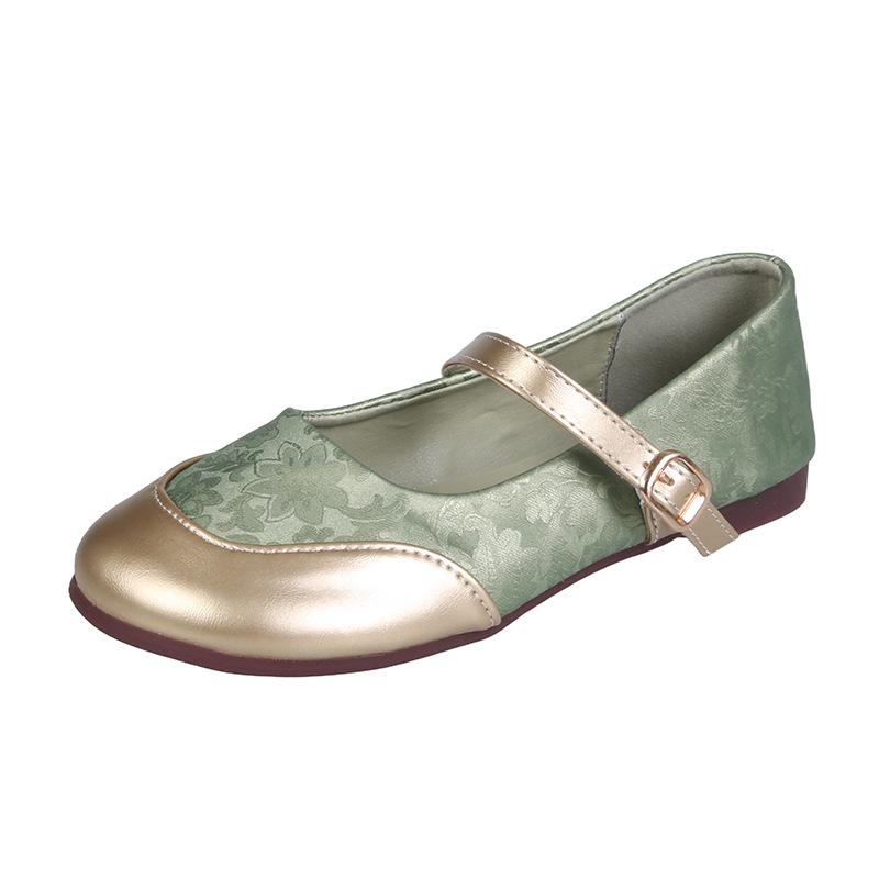 

2025 new spring and autumn temperament casual and versatile new Chinese one-word with shallow mouth single shoes French Mary Jane shoes 40 світло-зелений колір