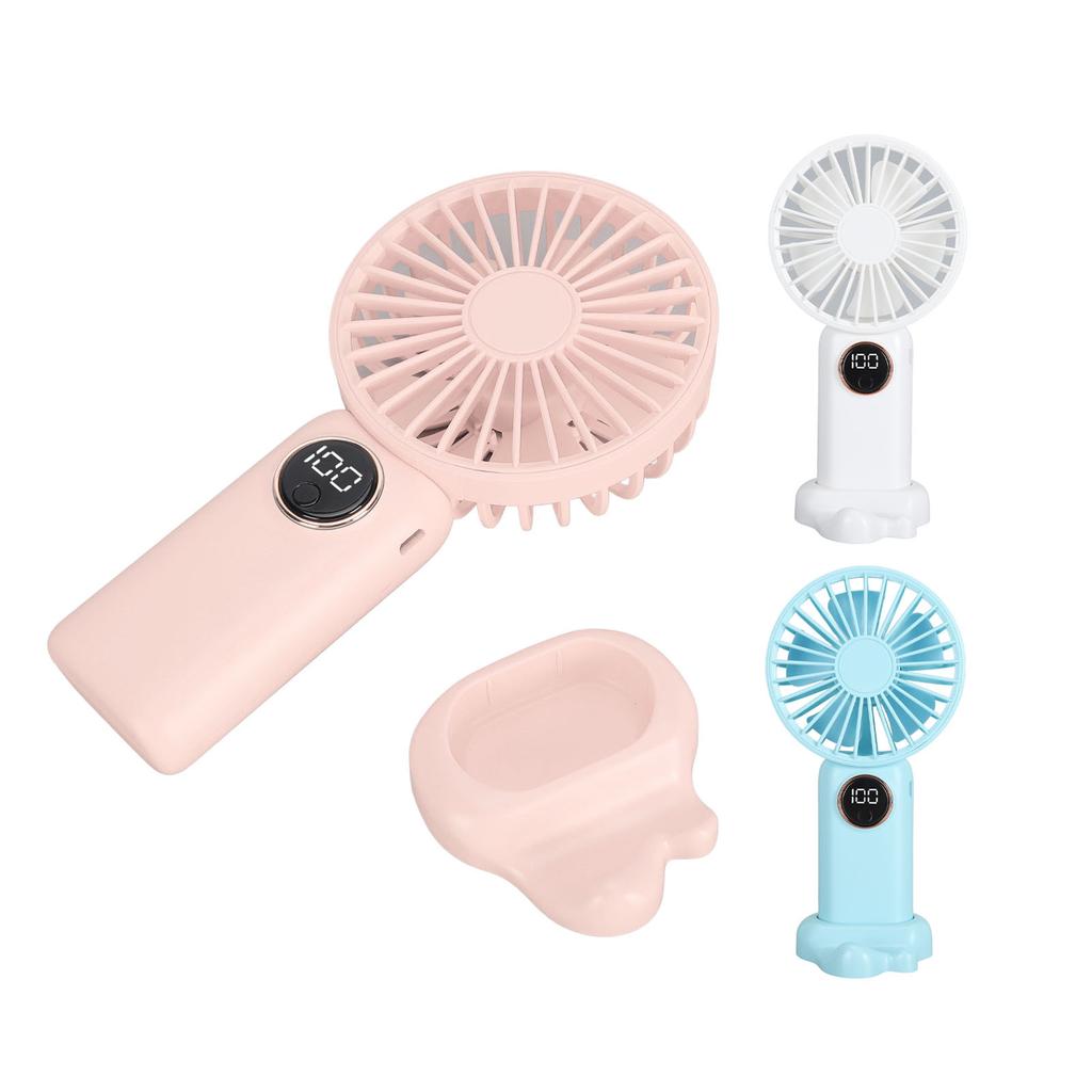 Handheld USB Fan with Base  Gears Wind Brushless Motor Rechargeable Silent Cooling Fan for Home Dor