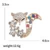 Women's Fox Brooch For Ladies Colorful Rhinestone Flower Animal Gold Pins Corsage Sweater Coat Party Wedding Accessories