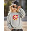 Kids Unisex Black Crewneck Sweatshirt, Graffiti Pink Yellow 3D 67 Number Print Long Sleeve Pullover, Casual Sweatshirt for Boys Girls Over 4 Years Old