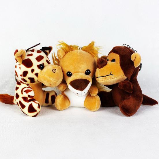 Animal Keychain Jungle Animal Monkey Tiger Lion Giraffe Elephant Leopard Doll