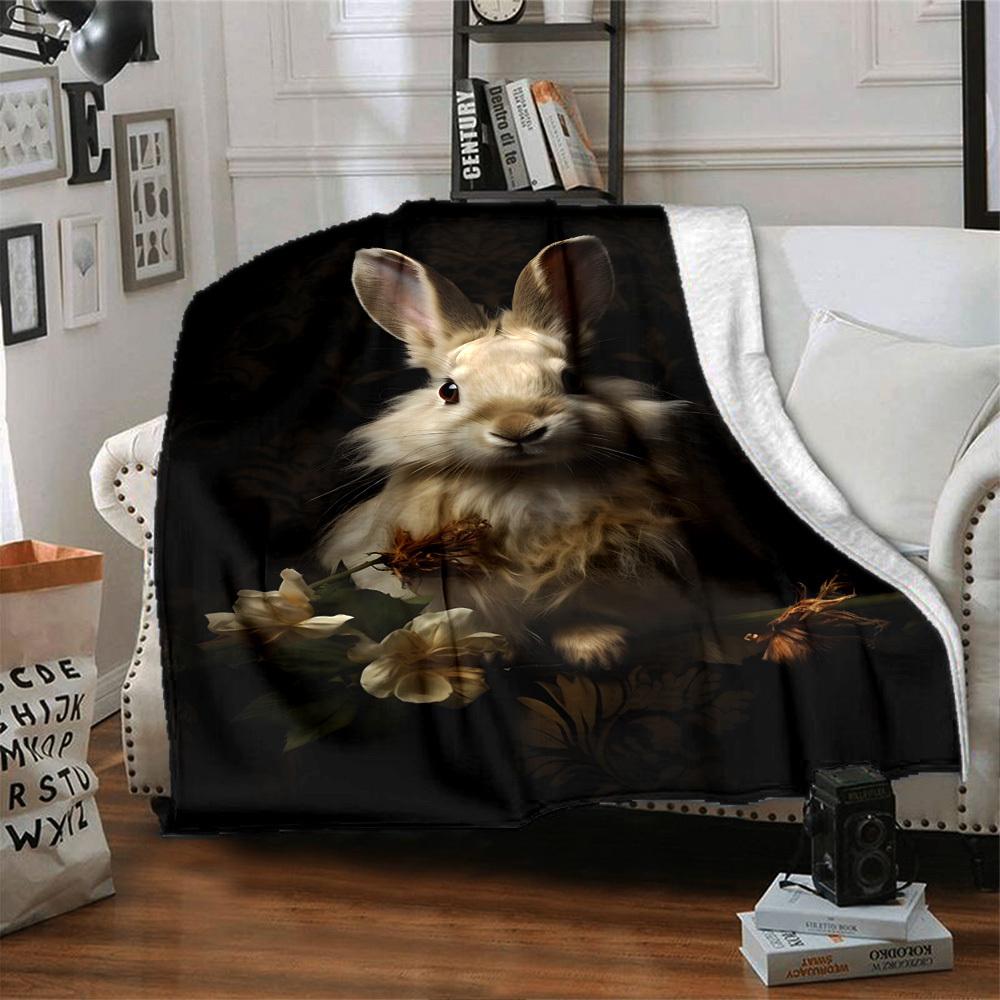 1pc Rabbit Name blanket Lightweight Flannel Throw for Sofa Bed Travel Camping Livingroom Office Couch Chair