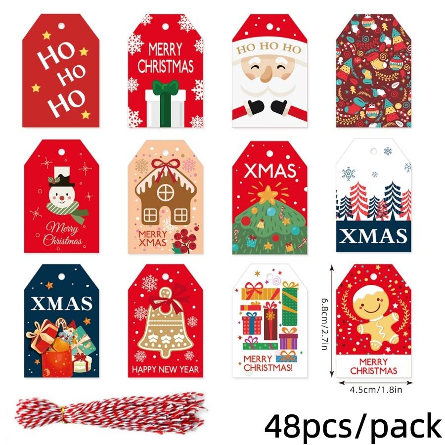 

48pcs/packChristmas Decoration Santa Claus Gingerbread Man Tag Christmas Greeting Card Gift Box Packaging Bag Decoration Tag Wis