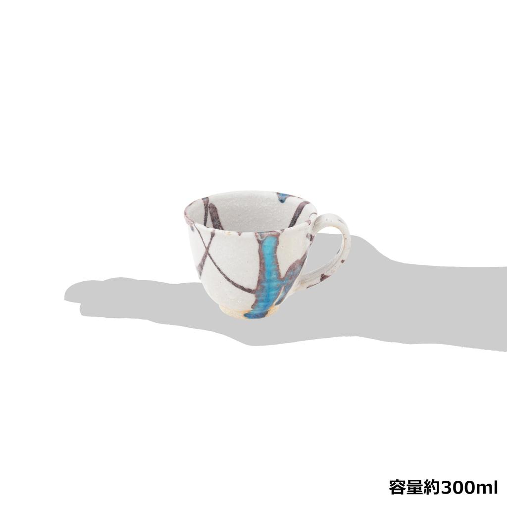 Marui Pottery Shigaraki Ware Hechimon Mug, Approx. 300ml Capacity, Glacier White, 3-4437