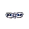 New Jewelry, Creative Hollowed-out Royal Blue Zircon Ring Women's Luxury Engagement Jewelry Straight