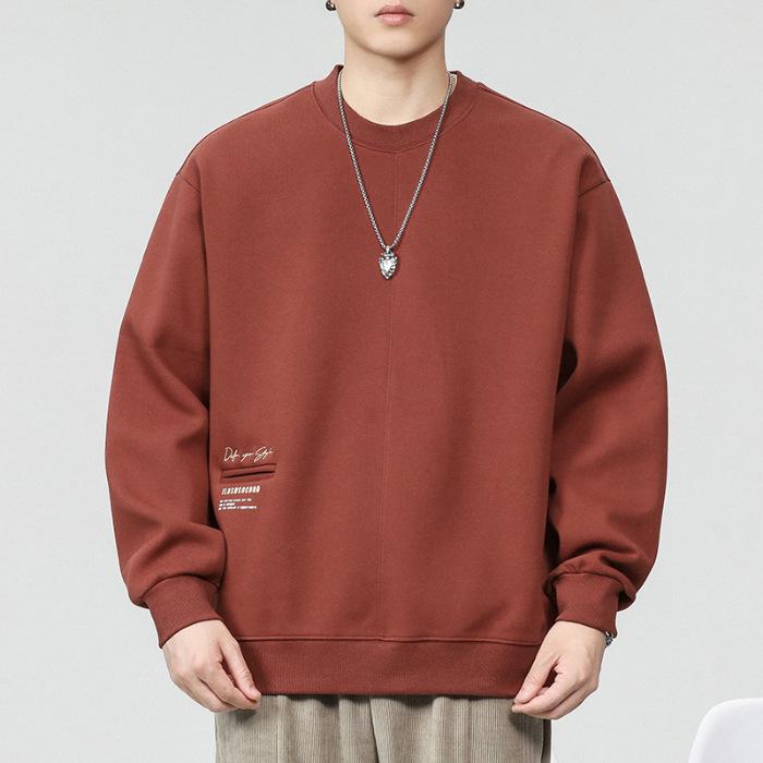 

Осенний свитер с круглым вырезом, мужской, свободный, большого размера, американский, с длинным рукавом, молодежный, повседневный, пуловер Tide 4XL красное дерево