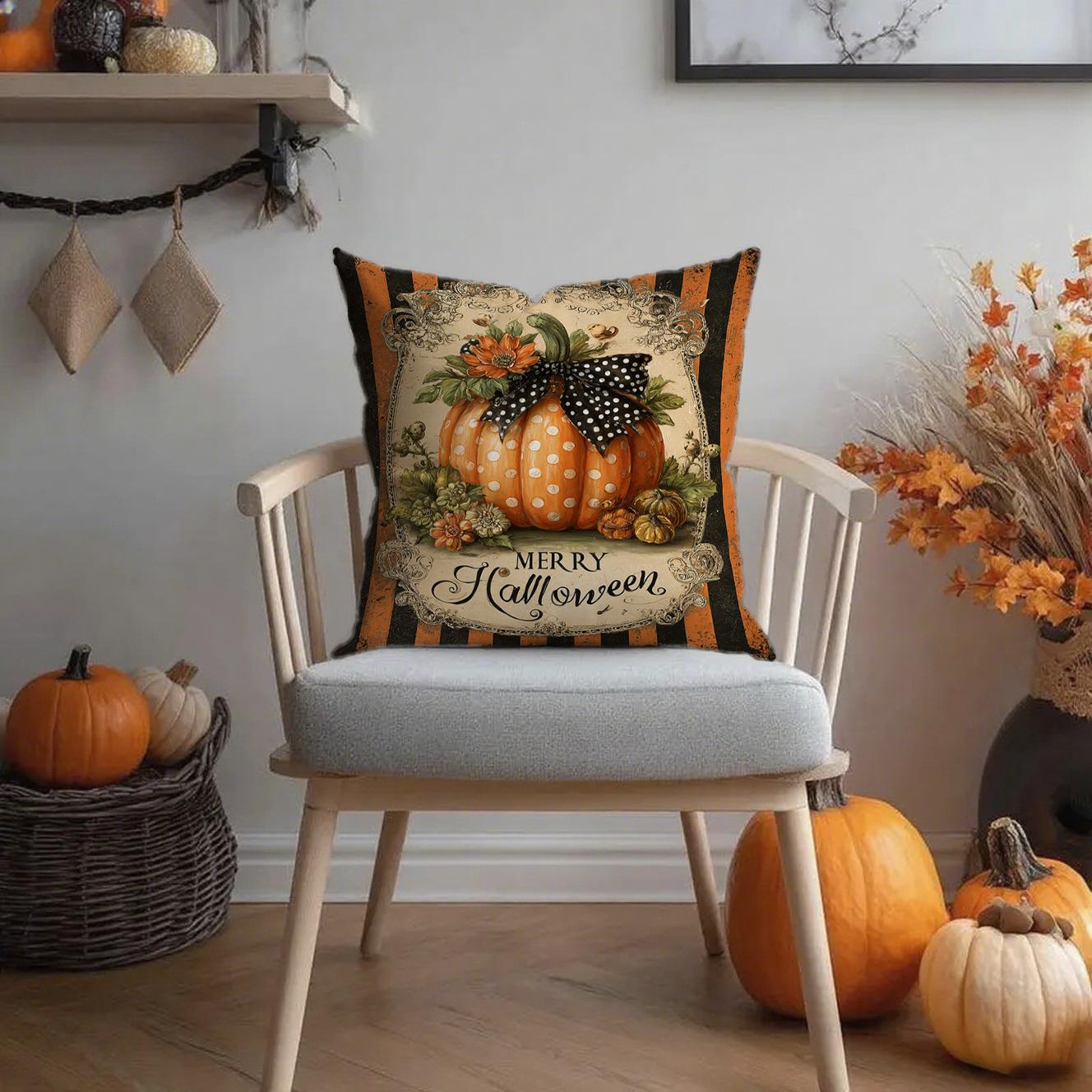 

Pumpkin-Printed Halloween Pillow CoversSuitable for sofa car bedroom decorative cushion cover pillow cover 16x16Inch