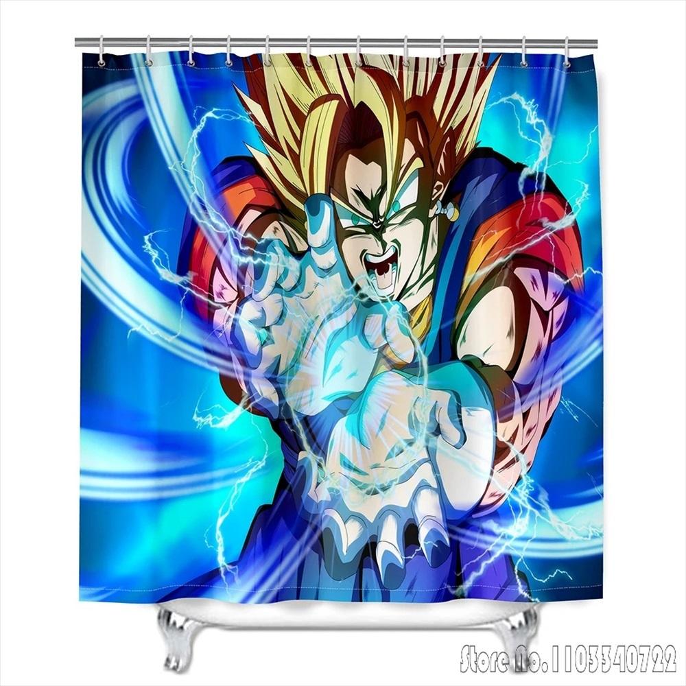 Anime Dragon Ball Burdock Broli Goku Vegeta Iv Bath Shower Curtain Waterproof 3D With Hooks For Kids Bathroom Bathtub Decoration