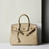 Cowhide Large Handbag, Lychee Pattern Leather Women's Bag, Shoulder Messenger Bag, New Model.
