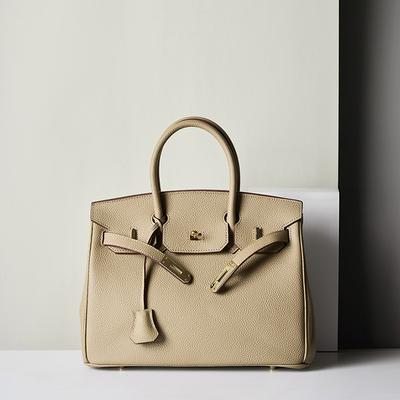 Borsa a mano grande in pelle bovina, Borsa da donna in pelle con motivo litchi, Borsa a tracolla, Nuovo modello.