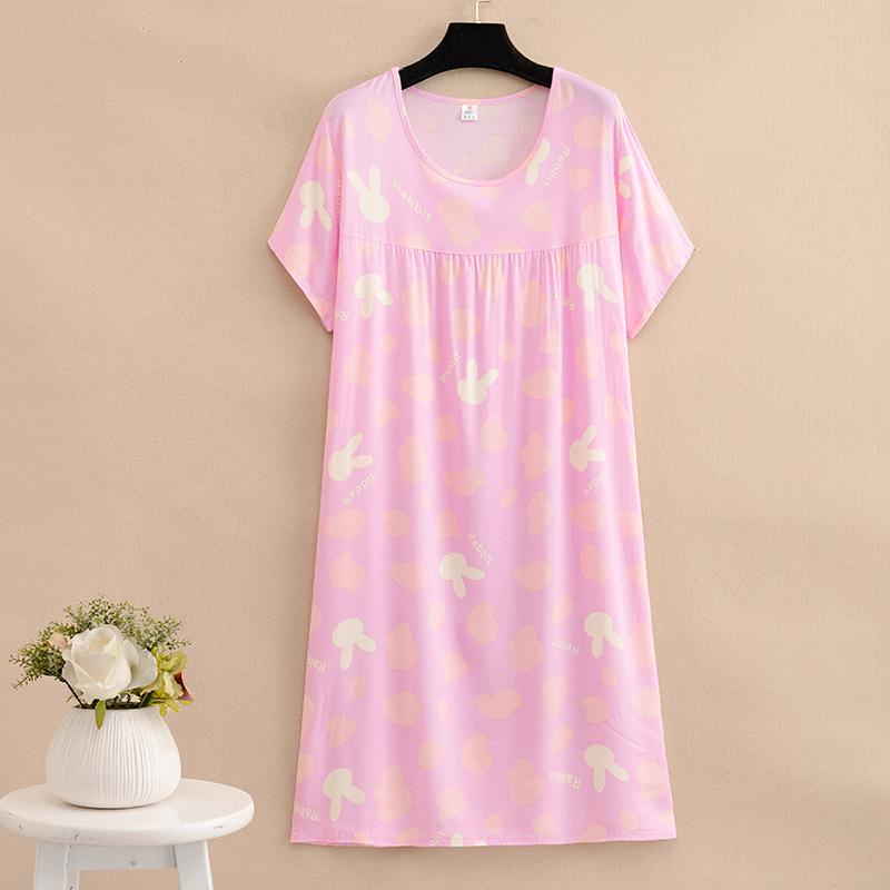 Mom summer dress medium and long pure cotton silk nightdress year-old new Chinese women's knee skirt