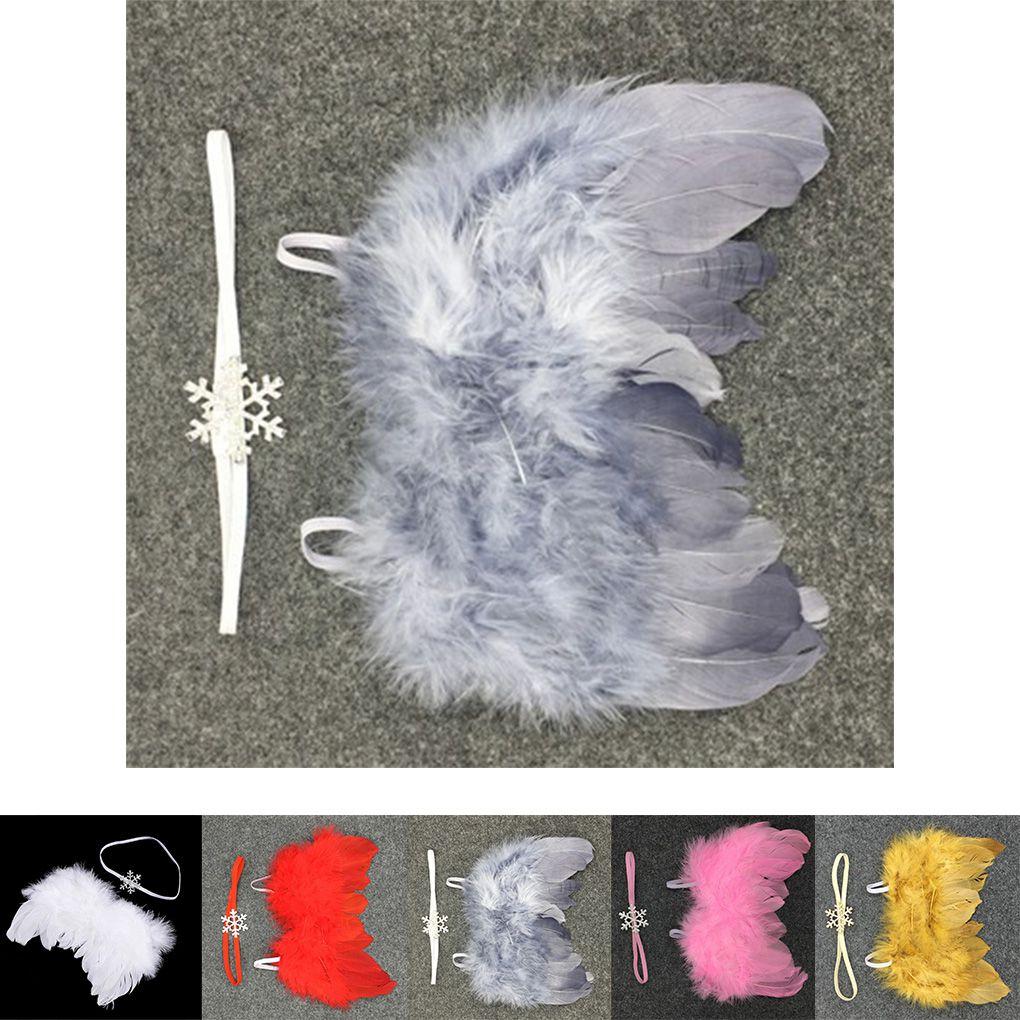 Baby Neugeborenes Engelsflügel und Schneeband Stirnband Requisite Anzug Säuglingskleidung Anzug