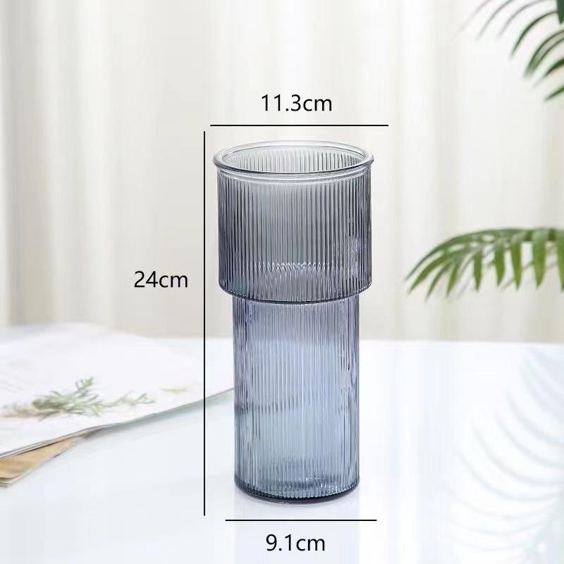Clear Glass Vase, Ribbed Vase, Fluted Glass Vase, Flower Vase, Modern Vase For Centerpieces, Decorative Vase