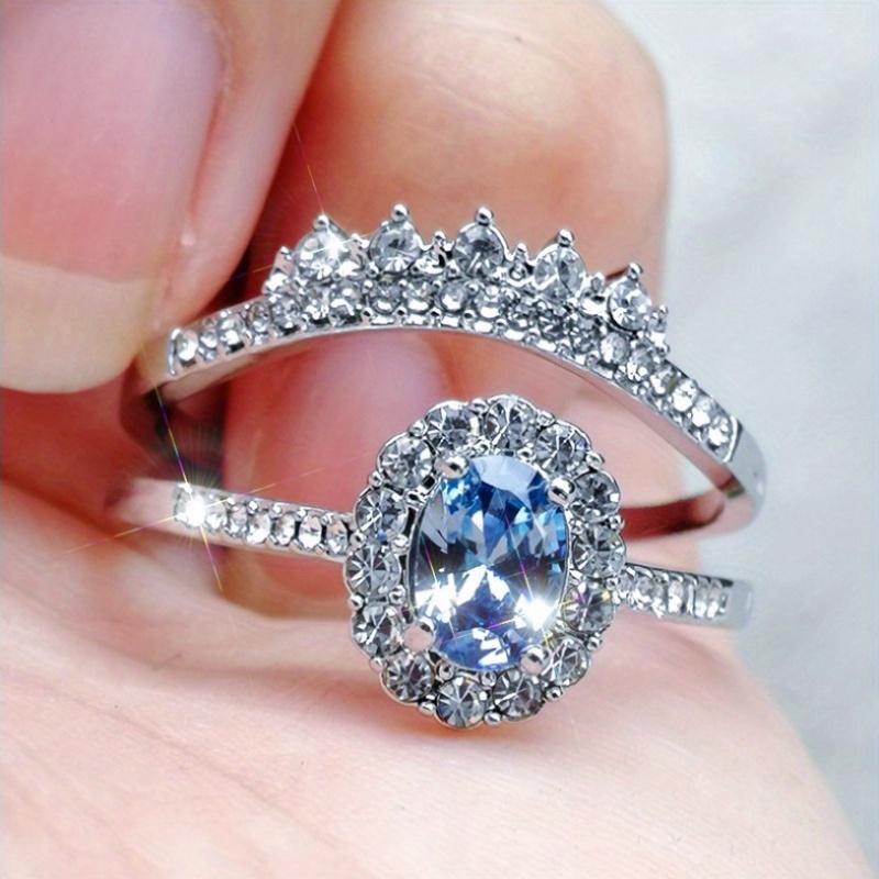 Suitable for the Independence Day Party, Oval Sapphire Diamond, Diamond Decoration, All Fresh and Shining.