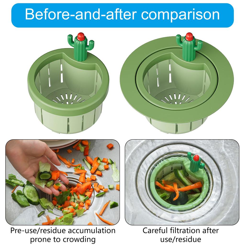 Cactus Shaped Sink Strainer Basket with Removable Lid and Box for Kitchen Drain Filter Mesh Insert for Food Debris Collection