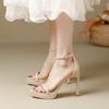 New Summer SW Star with the Same Waterproof Table High Heels with Sexy Versatile Stiletto Silver Sandals