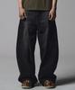 NOT4NERD Linen Like Curved Semi Wide Denim Pants - Black