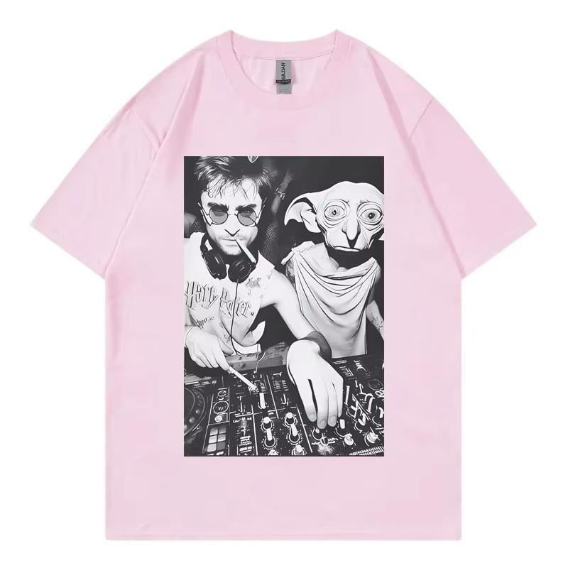Funny With Dobby The House Elf DJ Smoking Meme T Shirt Gothic Vintage Short Sleeve T-shirt Unisex Casual Loose T-shirts