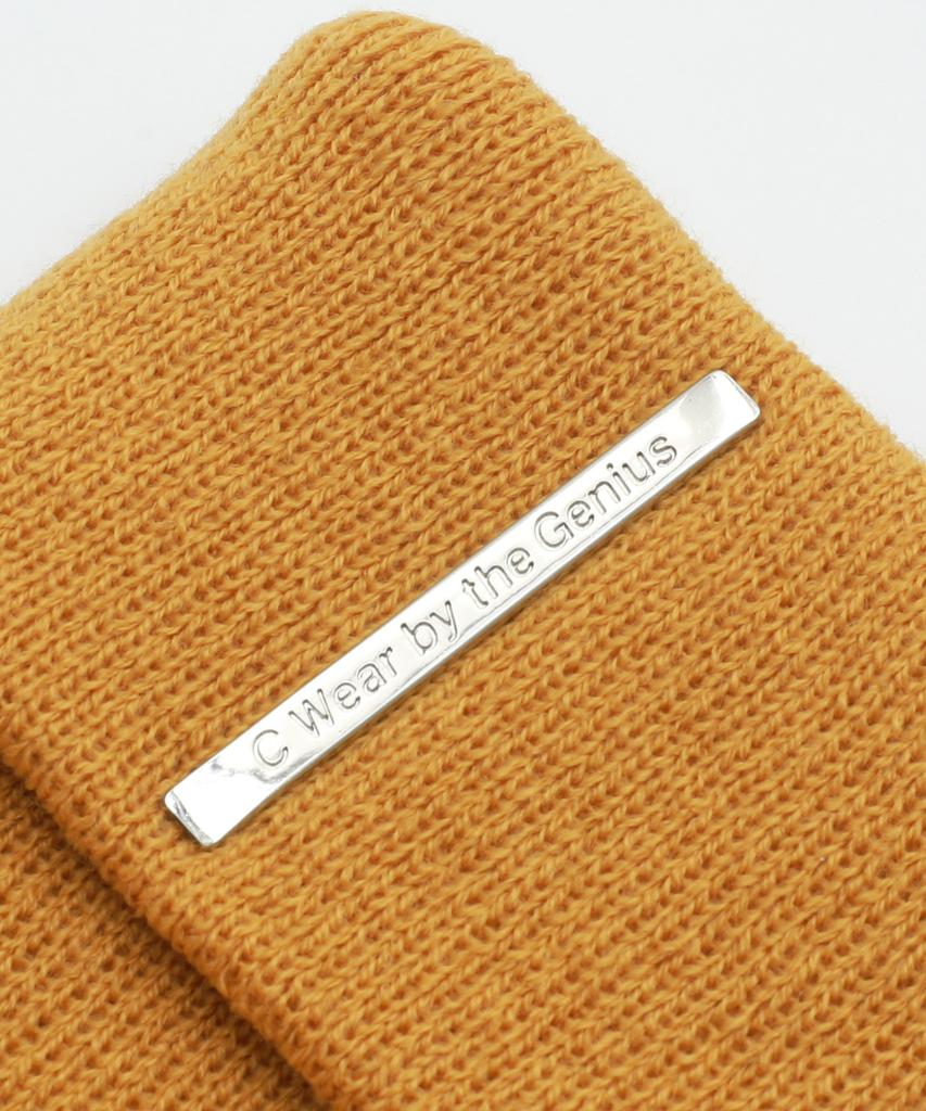 C WEAR BY THE GENIUS Metal Label Beanie Mustard