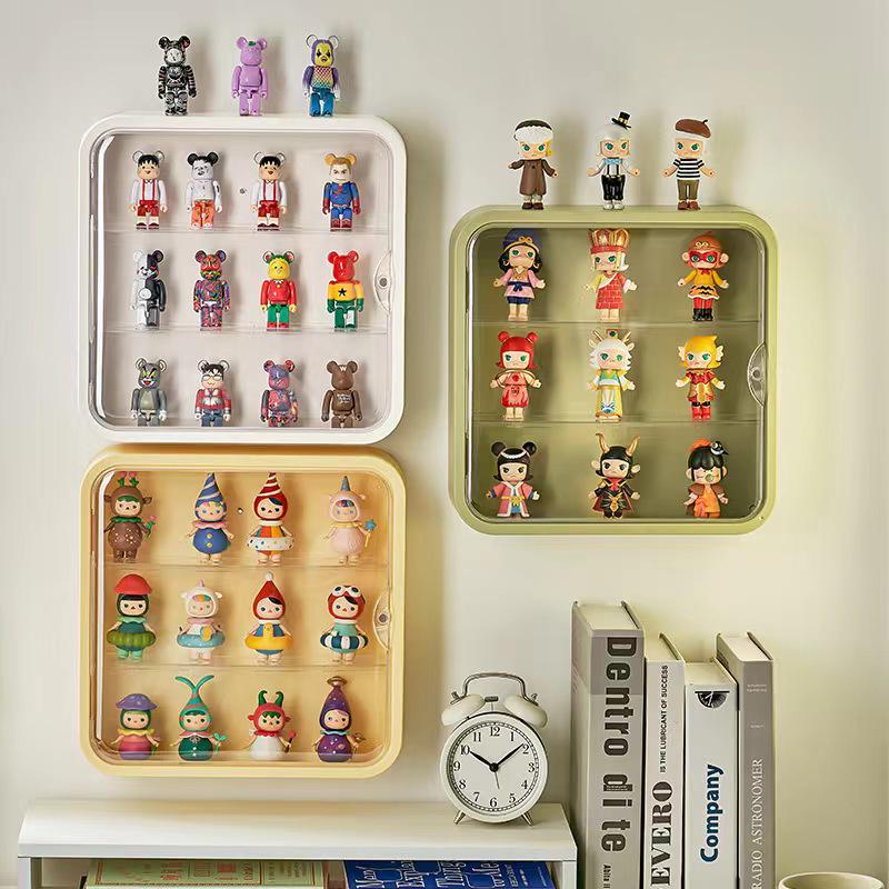 Large Capacity Transparent Wall-Mounted Figurine Display Rack with Dustproof Storage