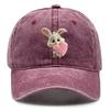Rabbit Pink Heart Printed Snapback Baseball Cap Adjustable Inelastic Baseball Hat Flat Cap For Daily Wear Hiking Fishing