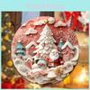 Halloween Themed Santa Claus Snowman Pattern Circular Acrylic Pink Pendant For Festive Home Decor