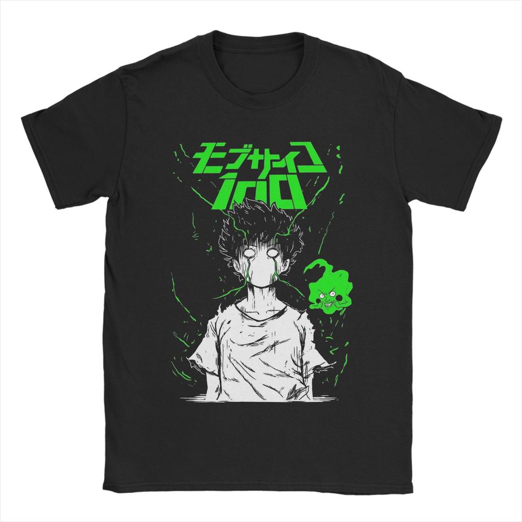 Mob Psycho Club TShirt for Unisex Crazy Pure Cotton Tee Shirt Round Neck Short Sleeve T Shirt Classic Clothing