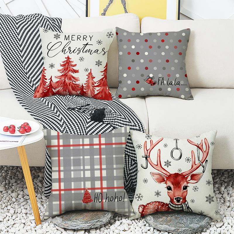 New Christmas Decorative Throw Pillow Cover Sofa Living Room Cushion Elk Print Pillow Cover