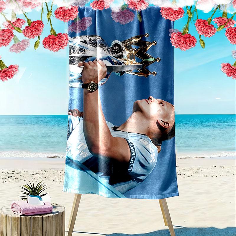 Haaland9 Print Strandtuch, Großes Weiches Schnelltrocknendes Handtuch für Strand Camping Schwimmen
