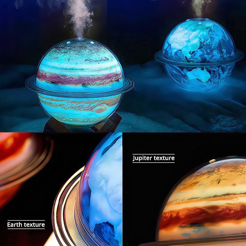 Galaxy Planet Luftbefeuchter 330ml Starker Nebel Haushaltszerstäuber LED Nachtlicht Kreisförmige tragbare USB-Aromatherapie-Atmosphärenlampe