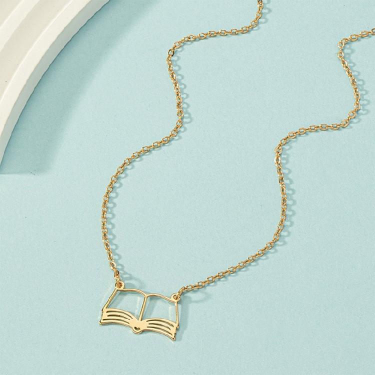 Modische Abschlusszeit Halskette Hohl Buch Anhänger Choker Schlüsselbein Kette