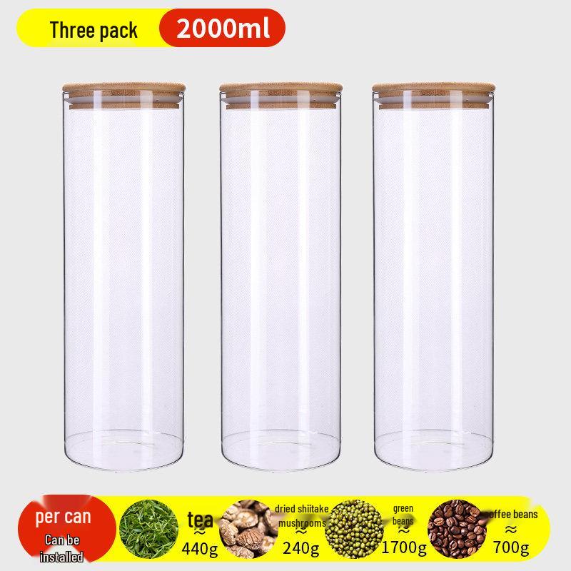Food-Grade Borosilicate Glass Tea Canister for Coffee, Flower Tea, and Powder - Moisture-Proof Storage Jar