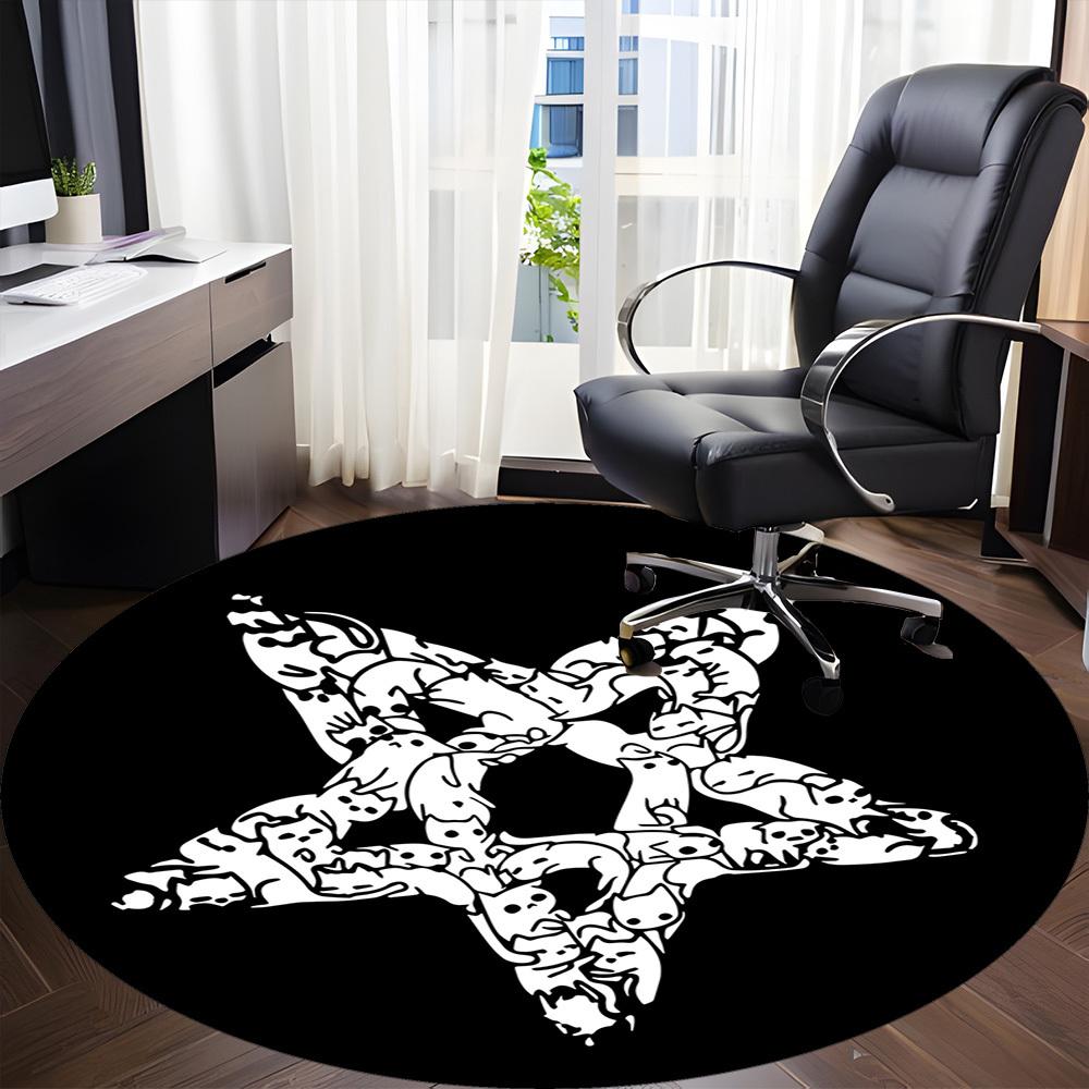 1pc Monster Pattern Office Round Area Rug,  Mat Suitable For Office, Under Office Chairs Bedroom Living Room Home Decor, Room Deco