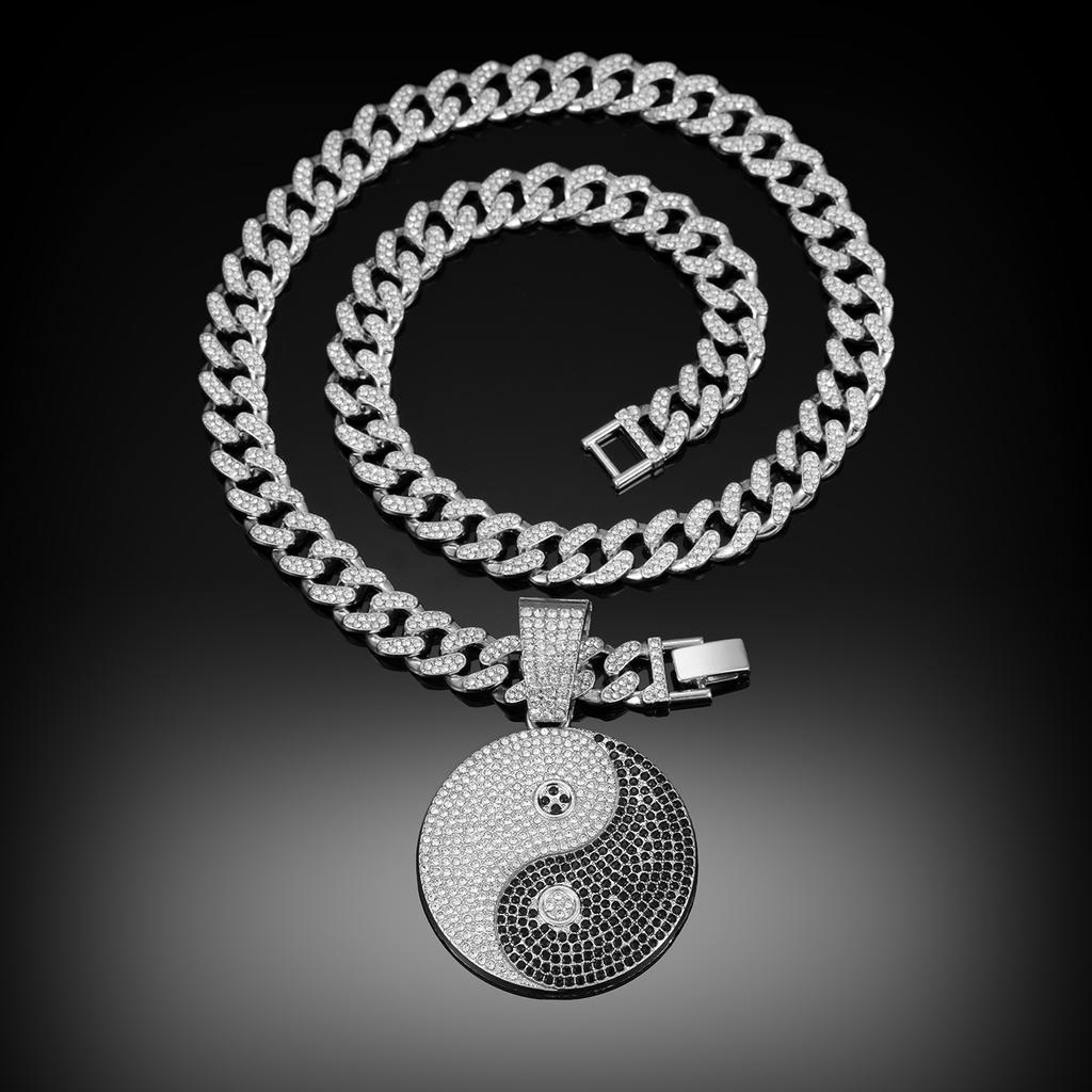New Men's Hip Hop Cross-Border Trend Tai Chi Diamond Miami Cuban Necklace, Fashion Accessories