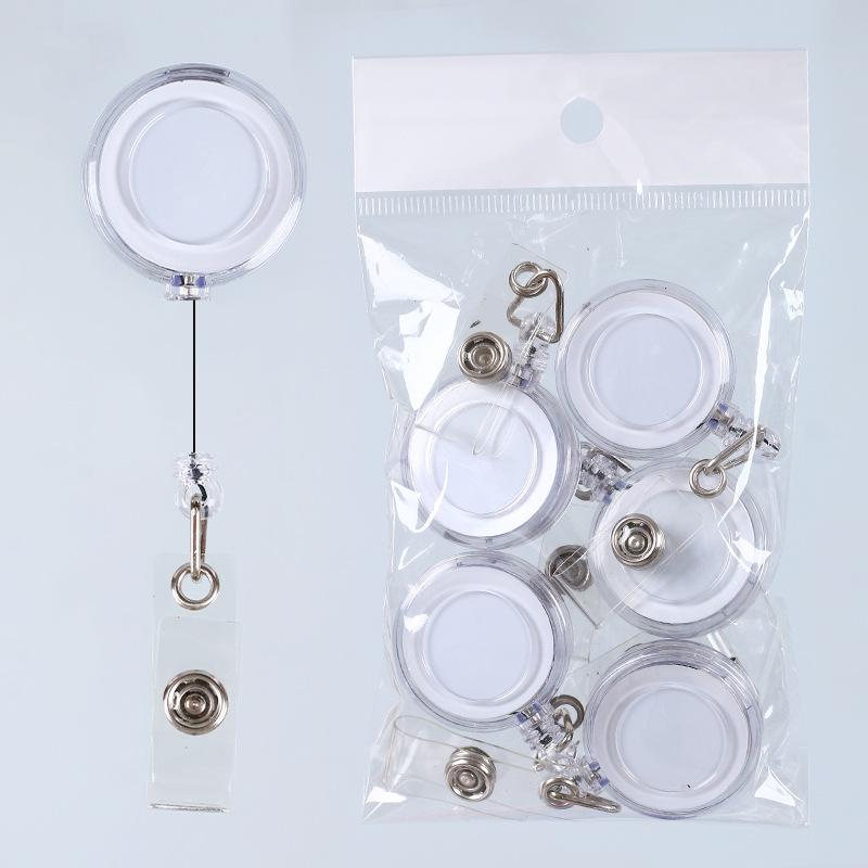 5 st Färg Infällbar Dragbricka ID Lanyard Namnskylt Korthållare Rullar Nyckelring Anti-Förlorad Kedjeklämmor Skola Kontorsmaterial